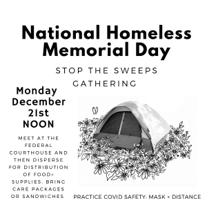 Stop the Sweeps gathering Dec. 21 noon Federal Courthouse, Eugene