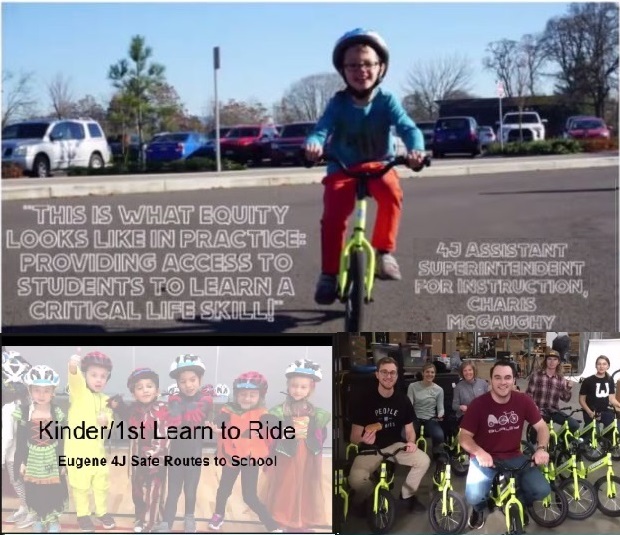 Kids learn to ride bikes and the volunteers have fun, too.