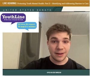 LaPine YouthLine volunteer Trace Terrell testified before the U.S. Senate Finance Committee on the youth mental health crisis.