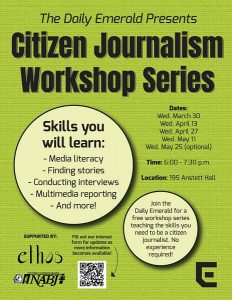 UO SOJC professor Lori Shontz will present May 11 on covering events from protests to sporting events as they unfold.